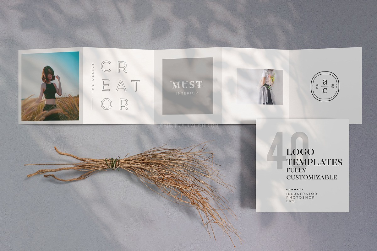 40个极简几何LOGO标志矢量模板 PSD A格式